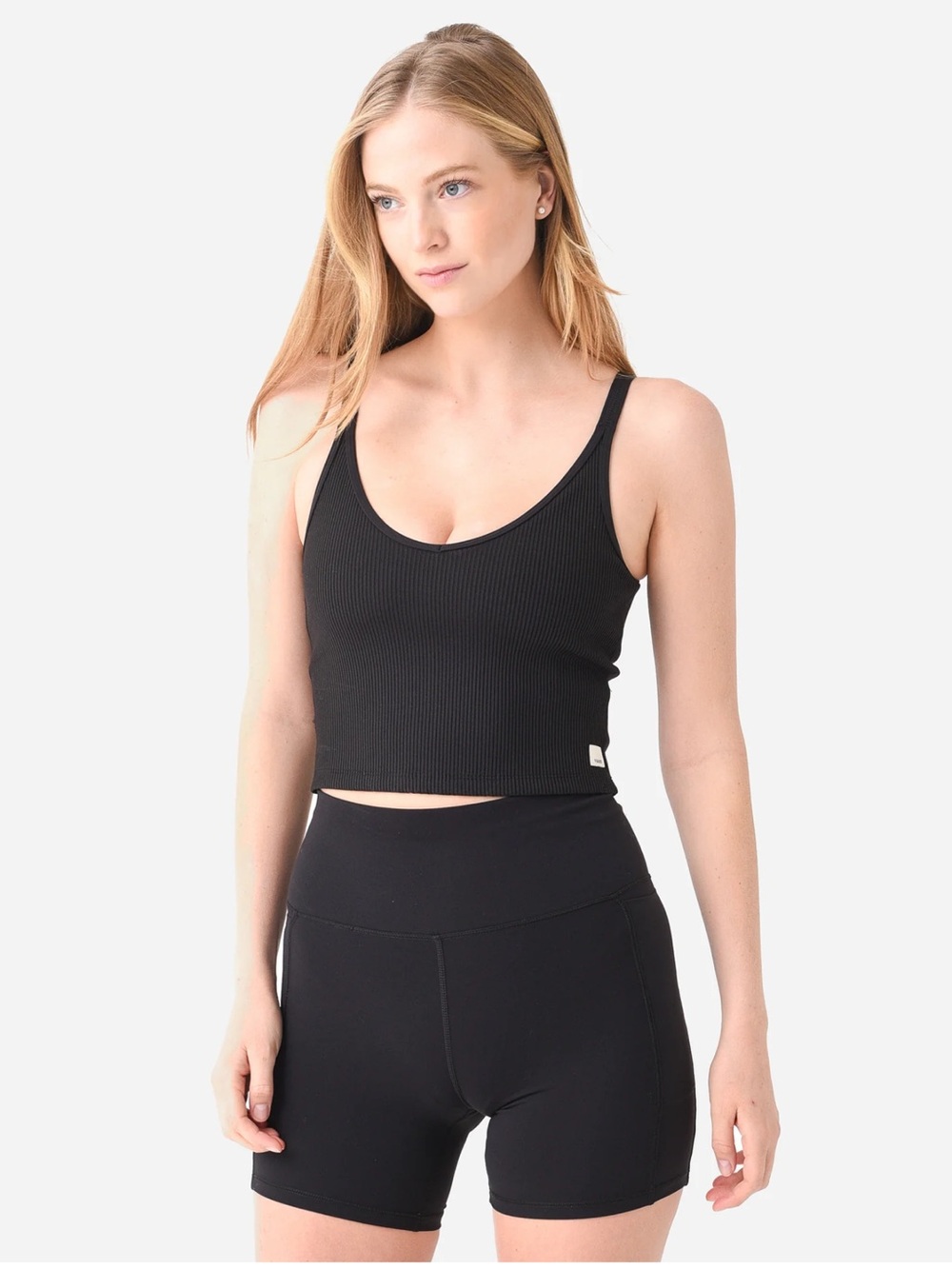 Vuori Rib Crop Tank Size Small NWT Black Built-In Bra